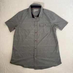 Avalanche Outdoor Supply Co Mens Large Grey Striped Short Sleeve Button Up Shirt